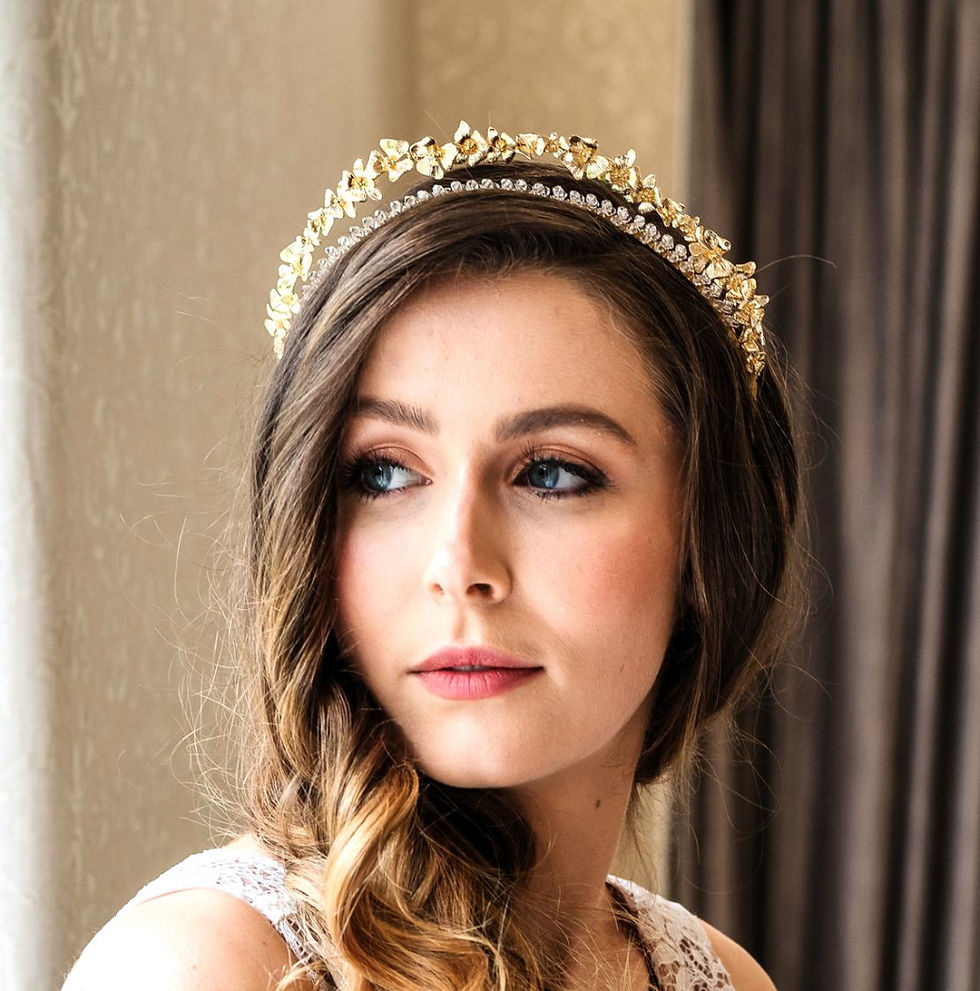 Thumbnail: Elegant bohemian bridal halo crown with flower vines perfect for garden weddings and royal Ascot events