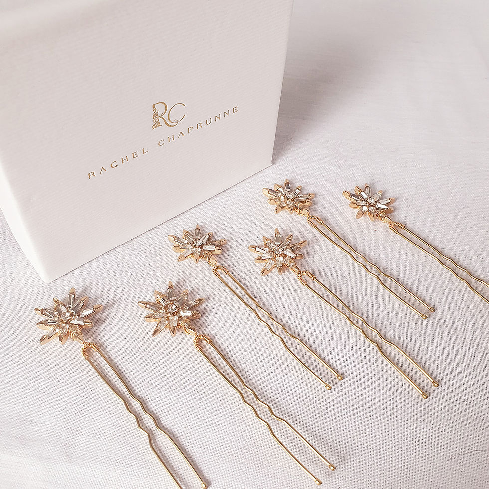 Handmade star wedding hair pins for boho brides ideal for Glastonbury weddings and styled photoshoots
