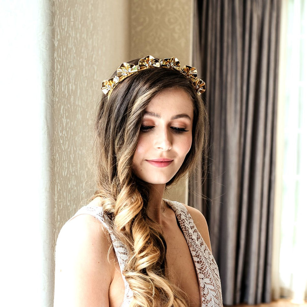 Thumbnail: Satin wrapped bridal headband with vintage charm perfect for moon ceremonies and romantic elopements