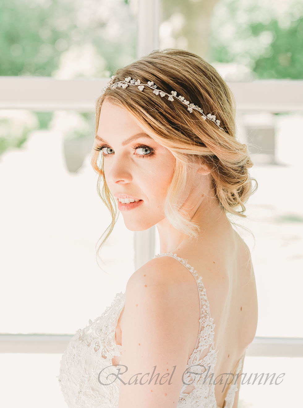 Thumbnail: Delicate pearl and crystal headpiece, perfect for soft updos and romantic wedding hairstyles.