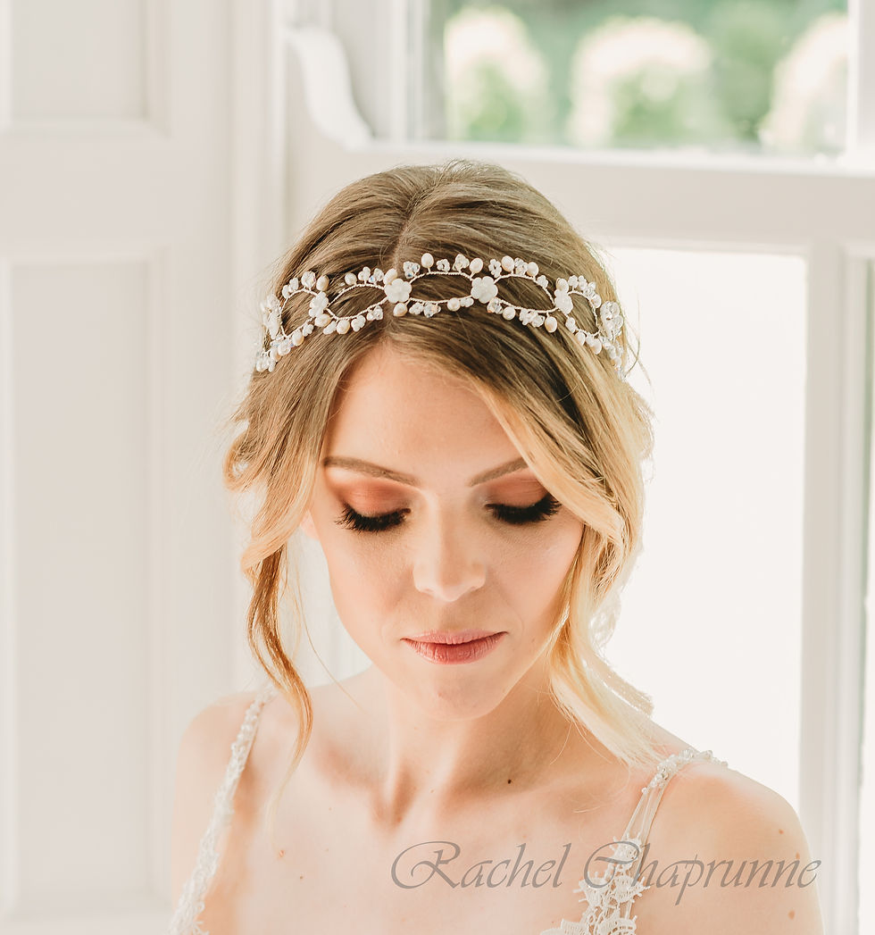 Thumbnail: Bridal hair vine with Preciosa crystals and pearls perfect for rustic weddings and dreamy vow renewals