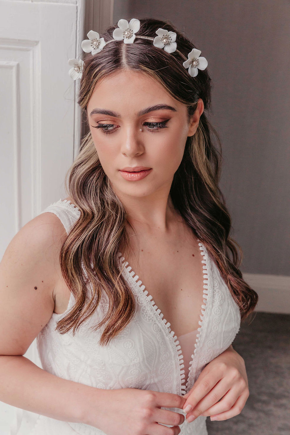 Thumbnail: Bohemian wedding hair accessory with luxe pearl flowers, a dreamy pick for outdoor brides.