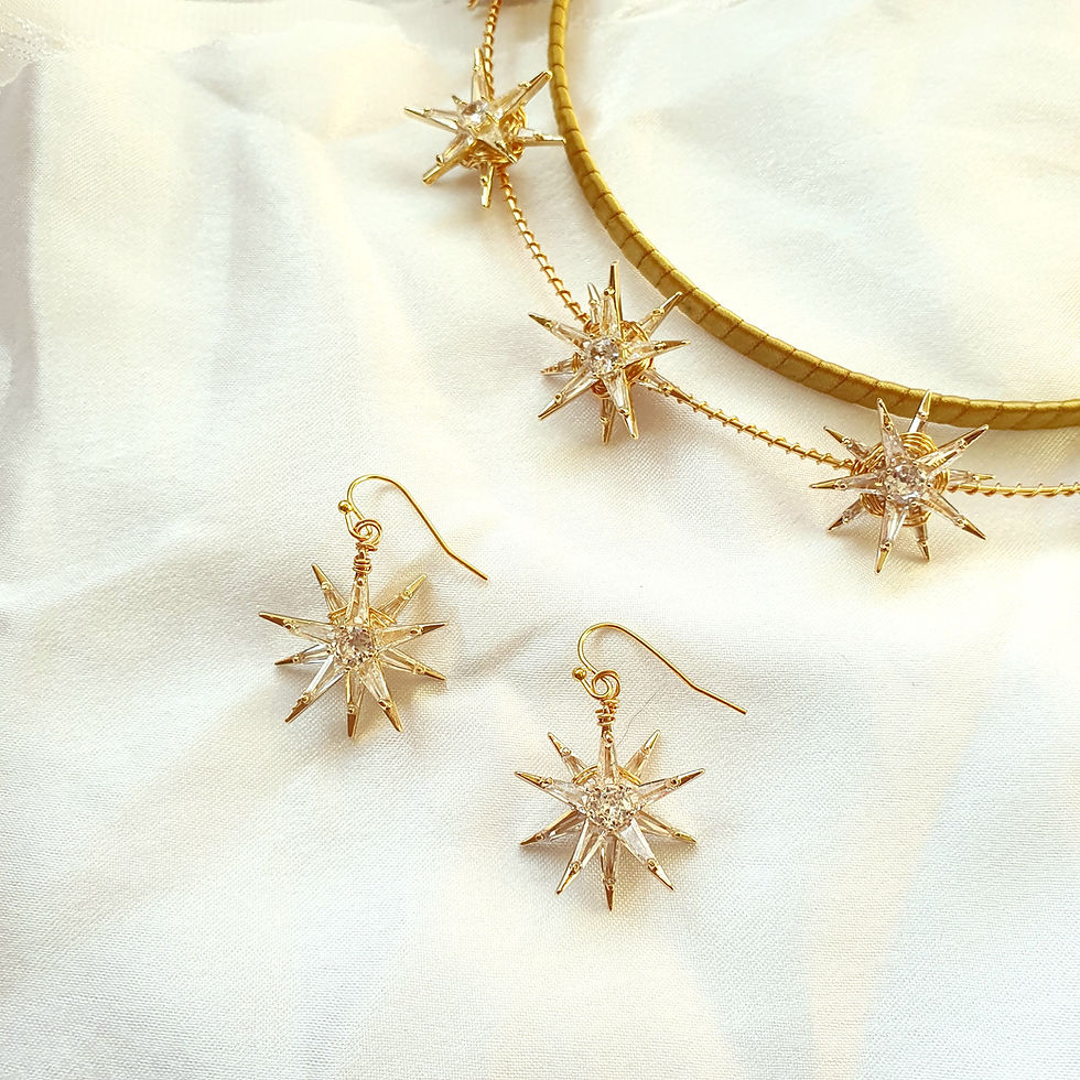 Thumbnail: Luxury star earrings with graceful drop design, perfect for New Year’s Eve, styled photoshoots, or a meaningful bridesmaid gi