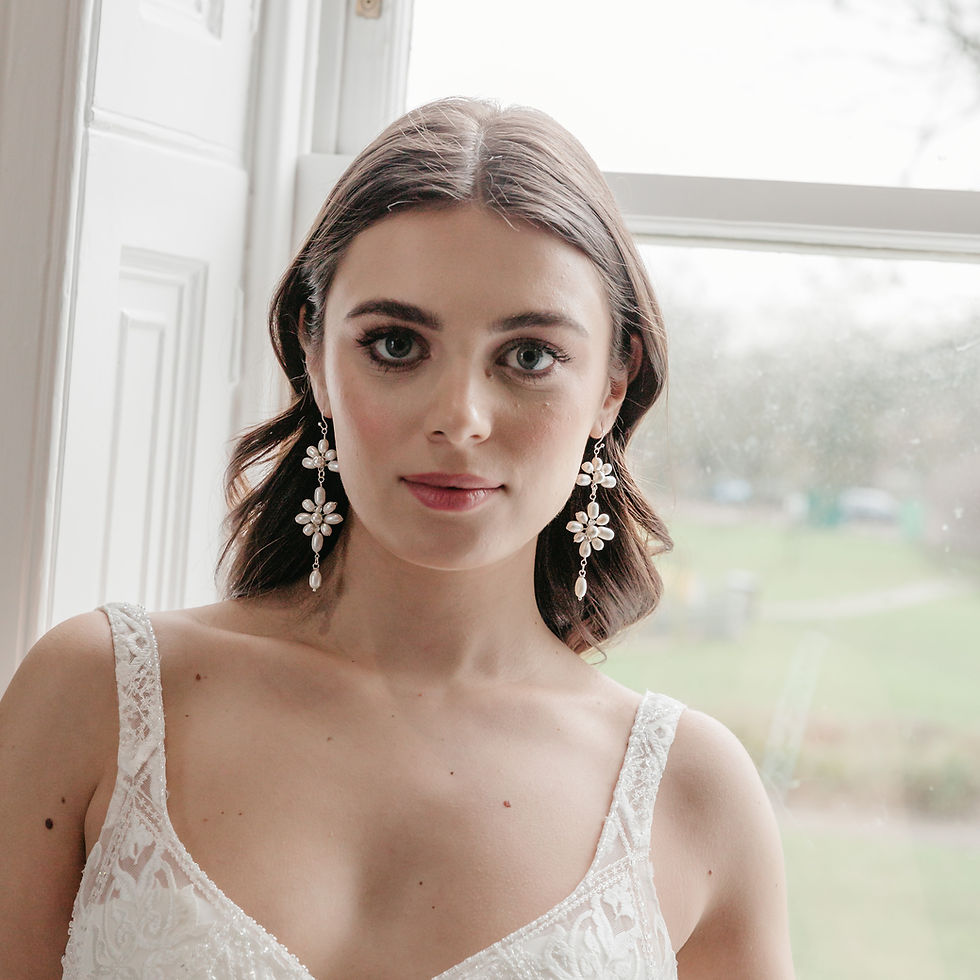 Thumbnail: Radiant pearl chandelier earrings, perfect for bridal parties, content creation, or a striking self-love gift.