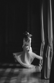 Bride twirling in wedding dress