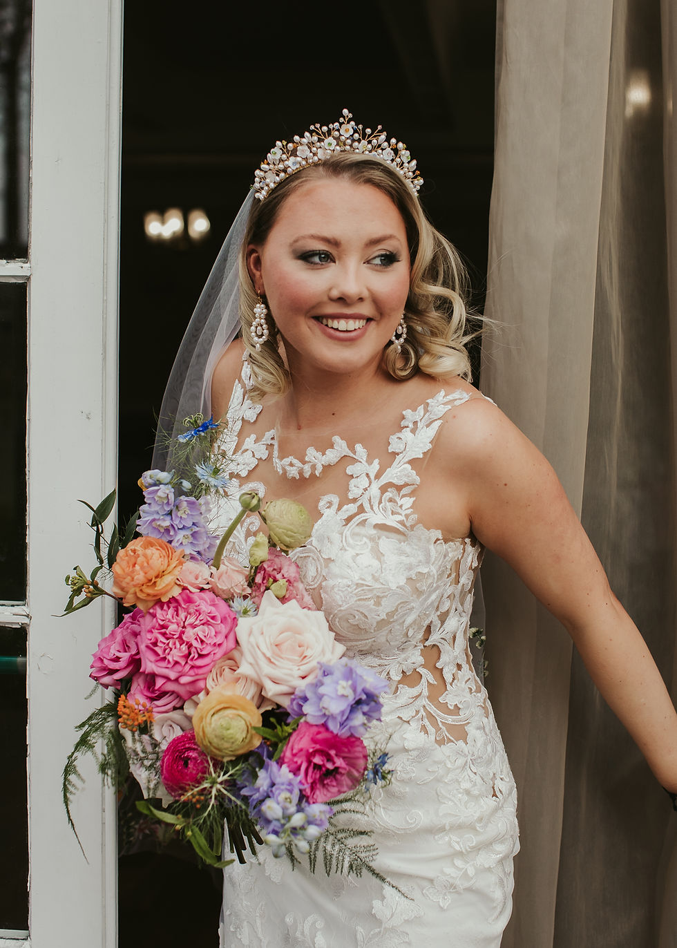 Thumbnail: Bohemian floral headpiece with pearls and pastel sparkle, a whimsical accessory for modern brides.