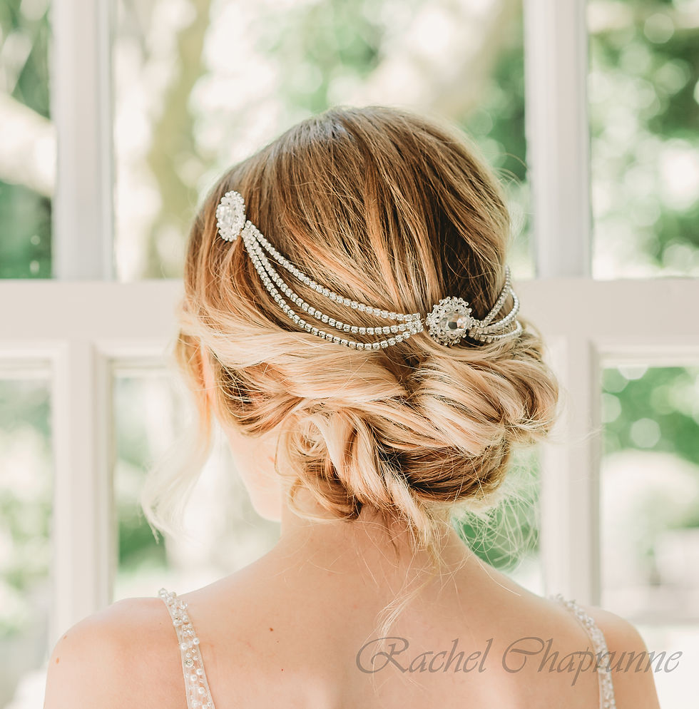 Thumbnail: Vintage inspired Gatsby headpiece with crystal chains perfect for old Hollywood weddings and gala balls