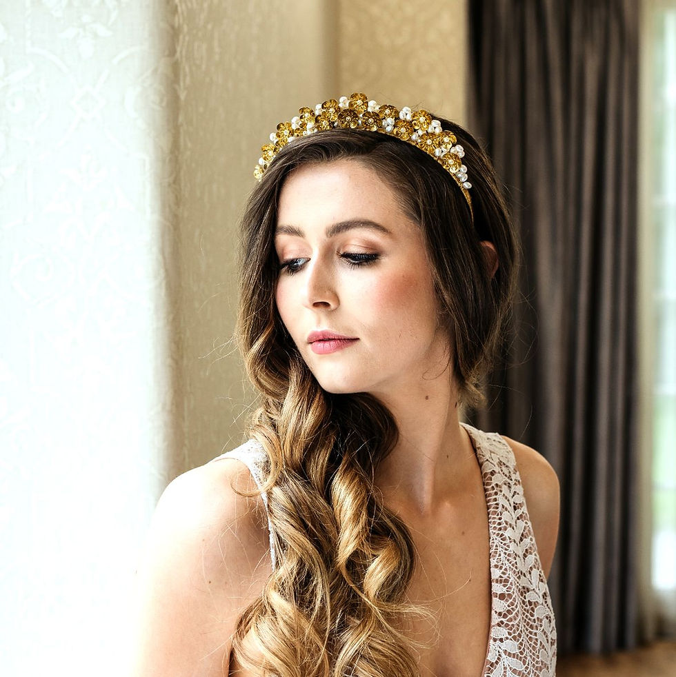 Thumbnail: Elegant floral headpiece with satin ribbon wrap perfect for content reels and goddess themed ceremonies
