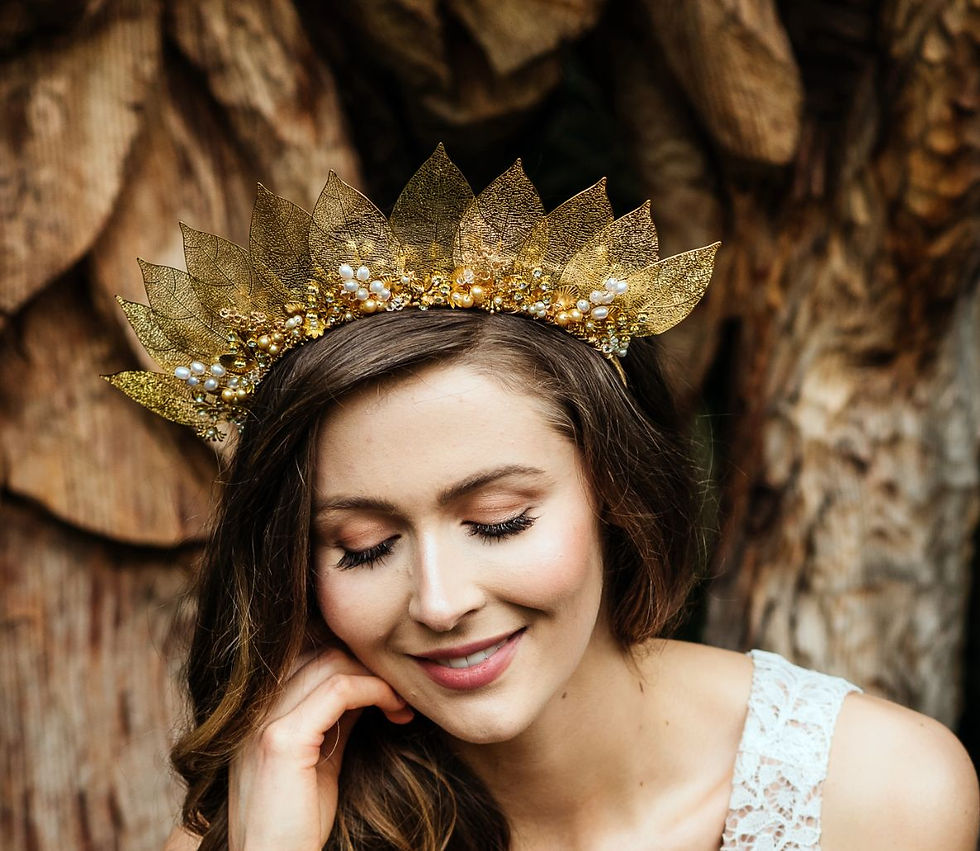 Thumbnail: Opulent bridal halo with clear and topaz crystals ideal for content creation reels and charity gala nights