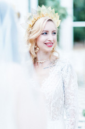 Stunning bride in gold leaf crown