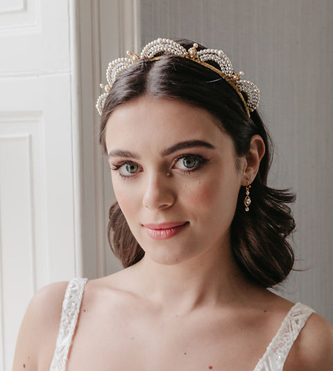 Rachel Chaprunne handmade crystal vintage style wedding crown Gold Bridal Headpiece, Vintage Inspired Wedding Crown  main image 3
