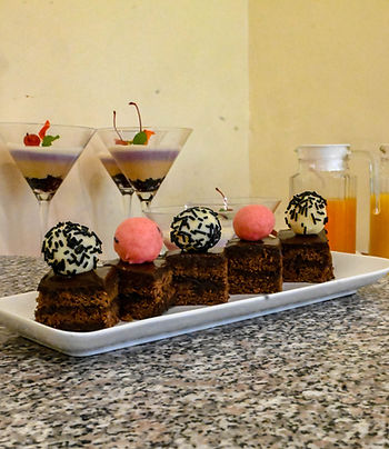 pastry desserts on a countertop
