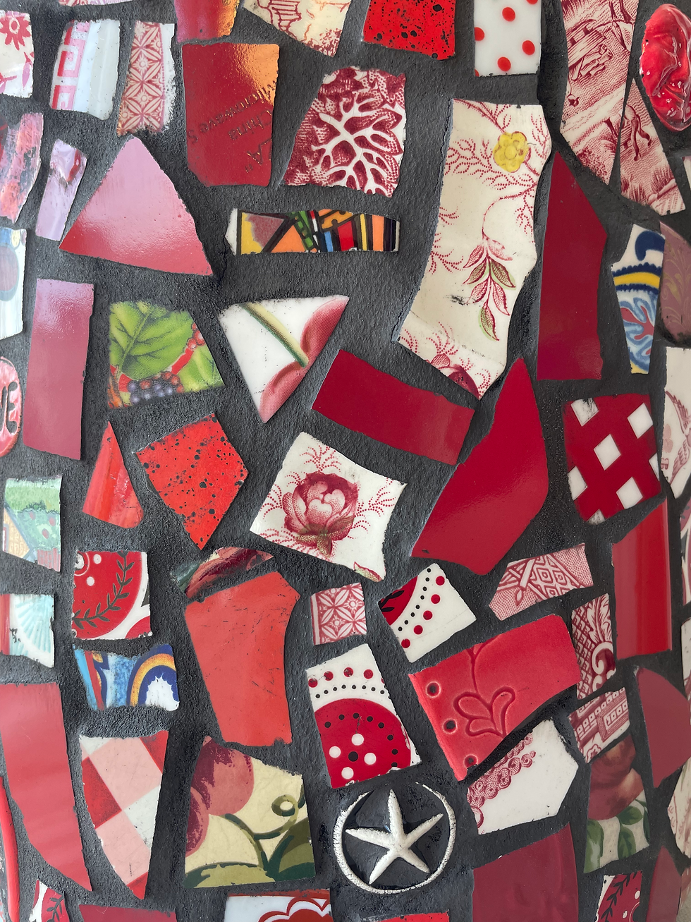 Thumbnail: Red Mosaic Bucket by The River Sisters