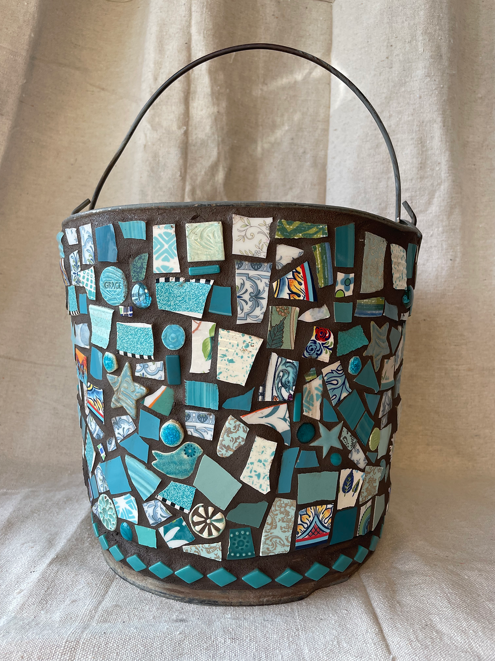 Thumbnail: Blue Mosaic Bucket by The River Sisters