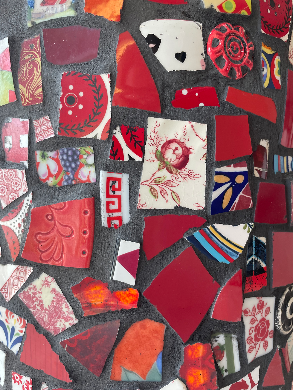 Thumbnail: Red Mosaic Bucket by The River Sisters