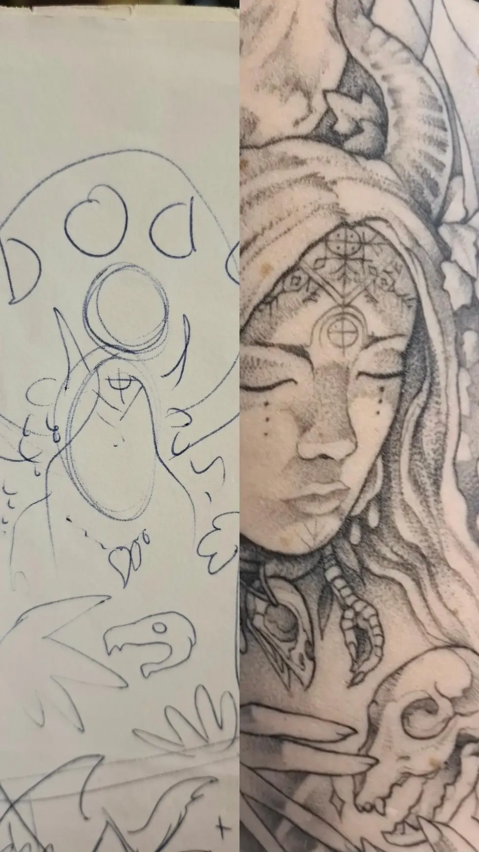Luovan taiteilijan taidonnäyte: luonnostelmasta upeaksi tatuoinniksi. Oikean artistin löytäminen on avainasemassa.
