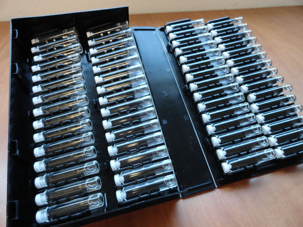 60 Blank Vials in a Case with Water