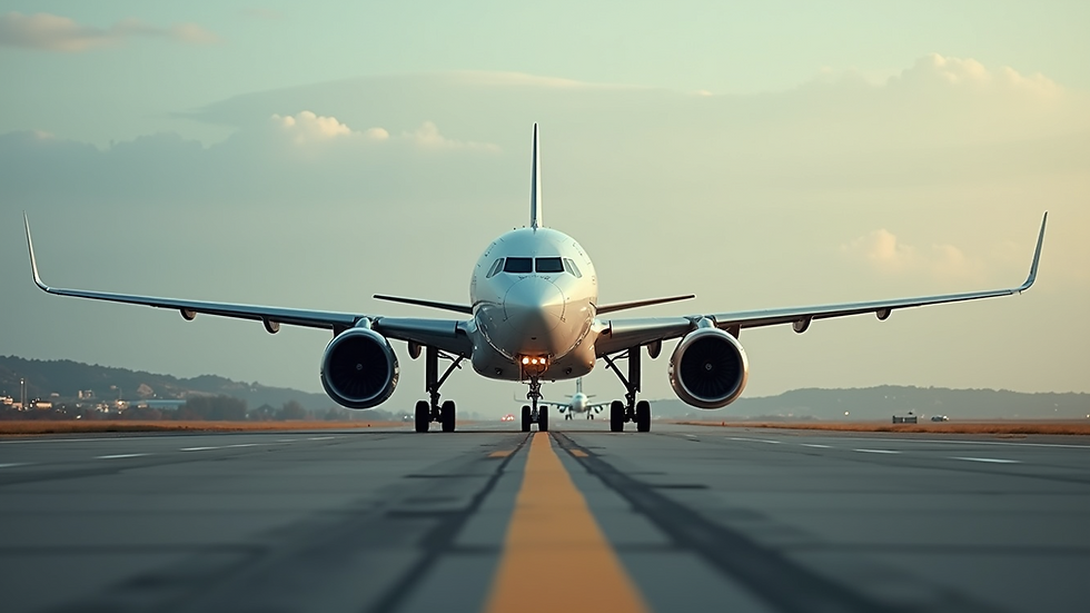 High angle view of an airplane on the runway