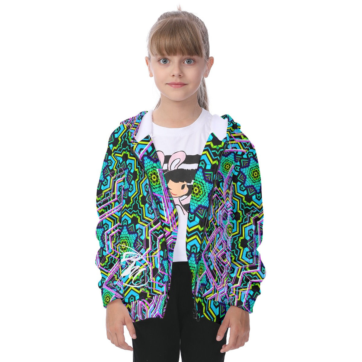 All-Over Print Kid's Heavy Fleece Zip Up Hoodie