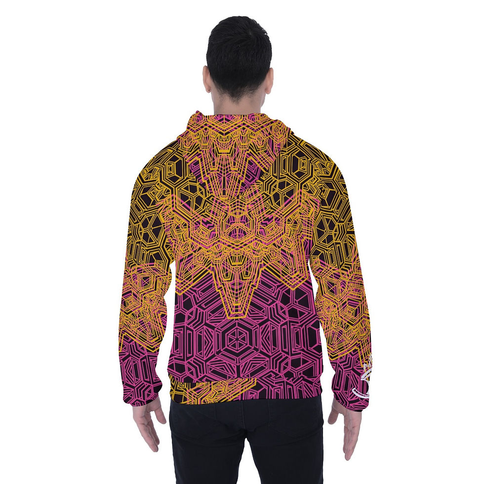 Thumbnail: All-Over Print Men's Heavy Fleece Raglan Zip Up Hoodie With Pocket