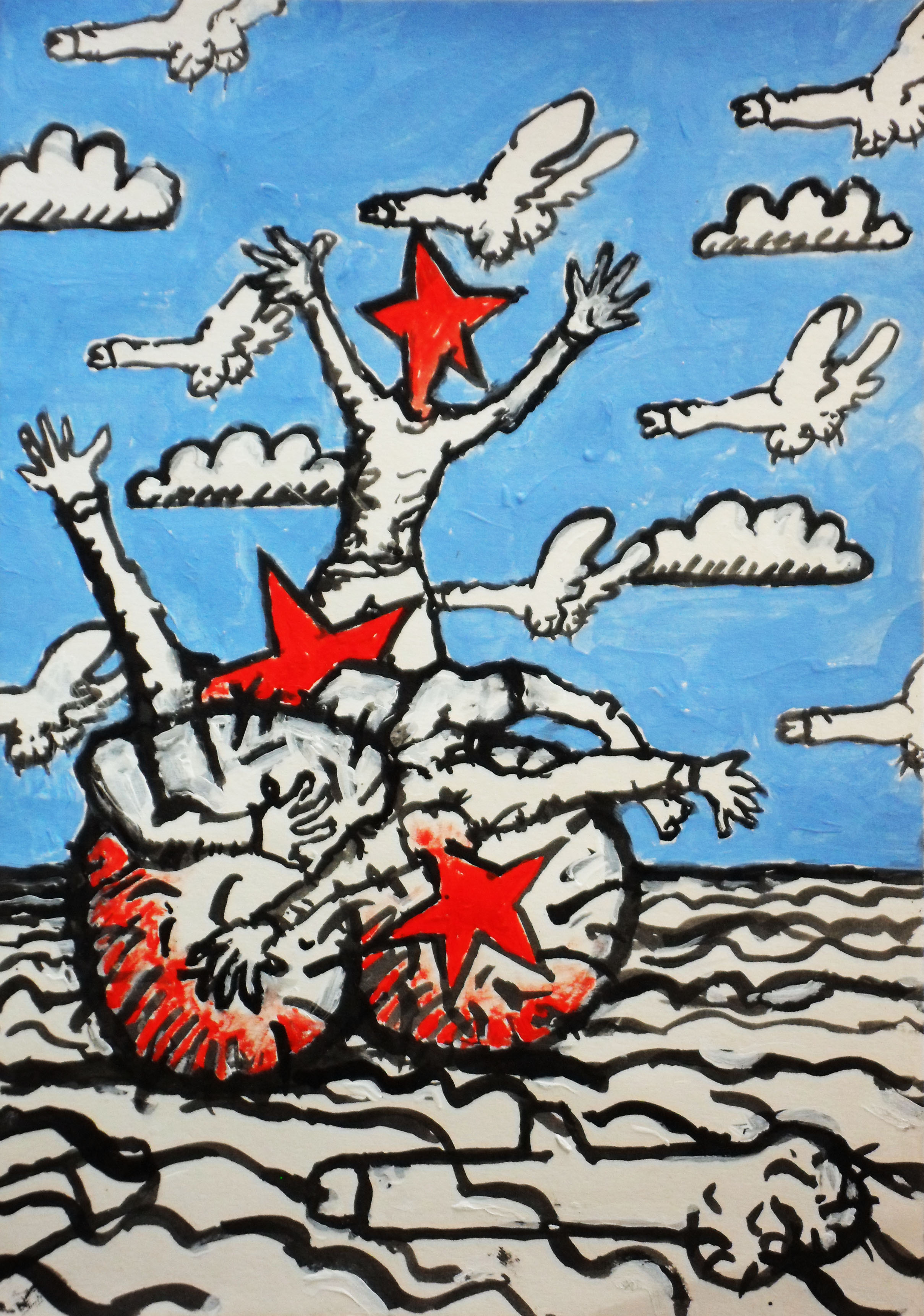 Raft, acrylic on paper, 22cm x 30cm, 2012