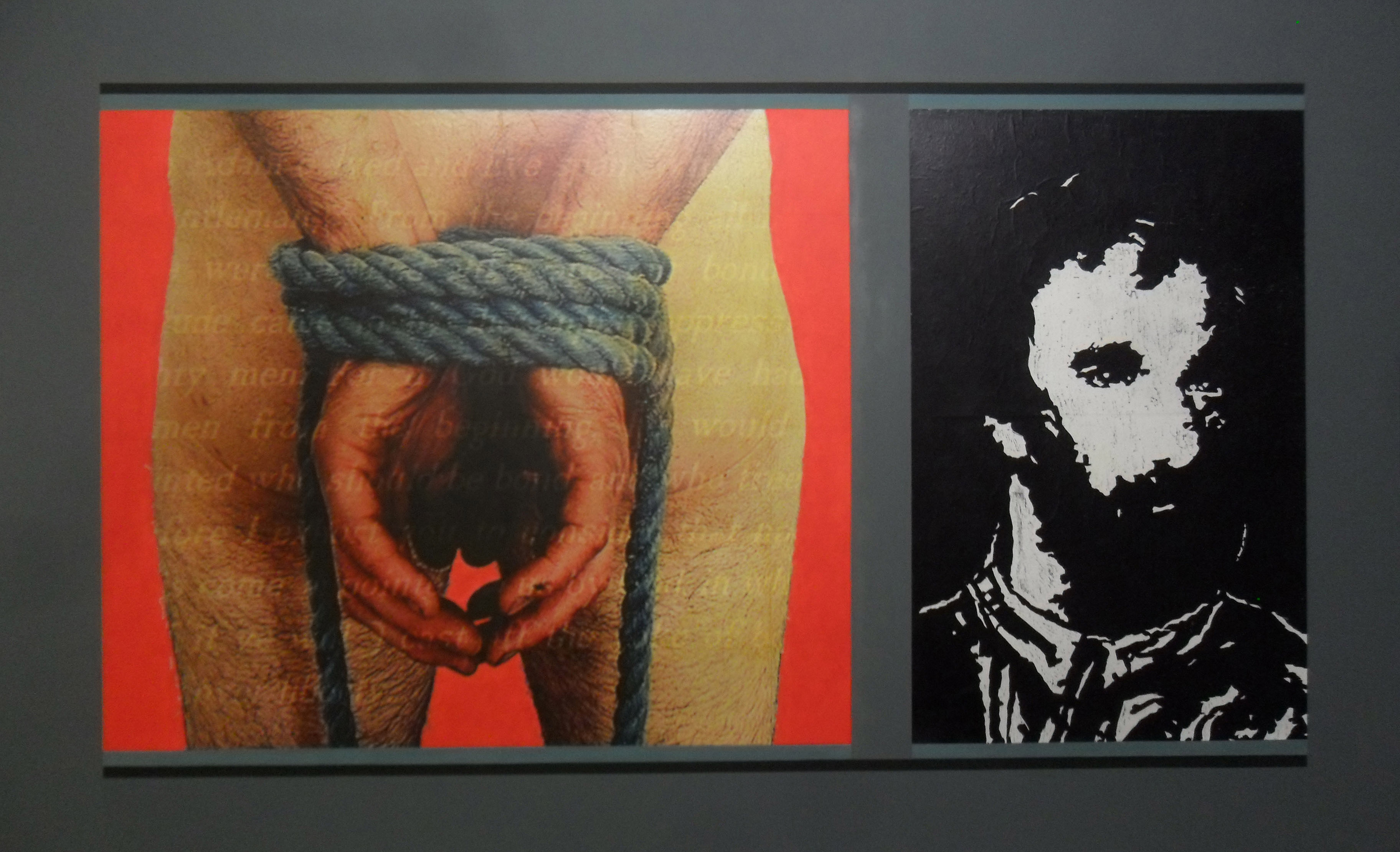watt tyler and me, photo-print, woodcut and acrylic paint on canvas, 240cm x 170cm, 2014