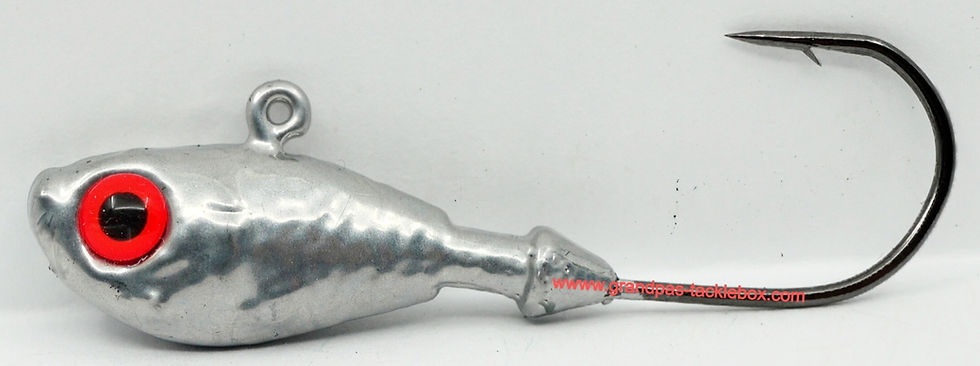 Side view of Silver with Red Eyes - Ultra Minnow Jig