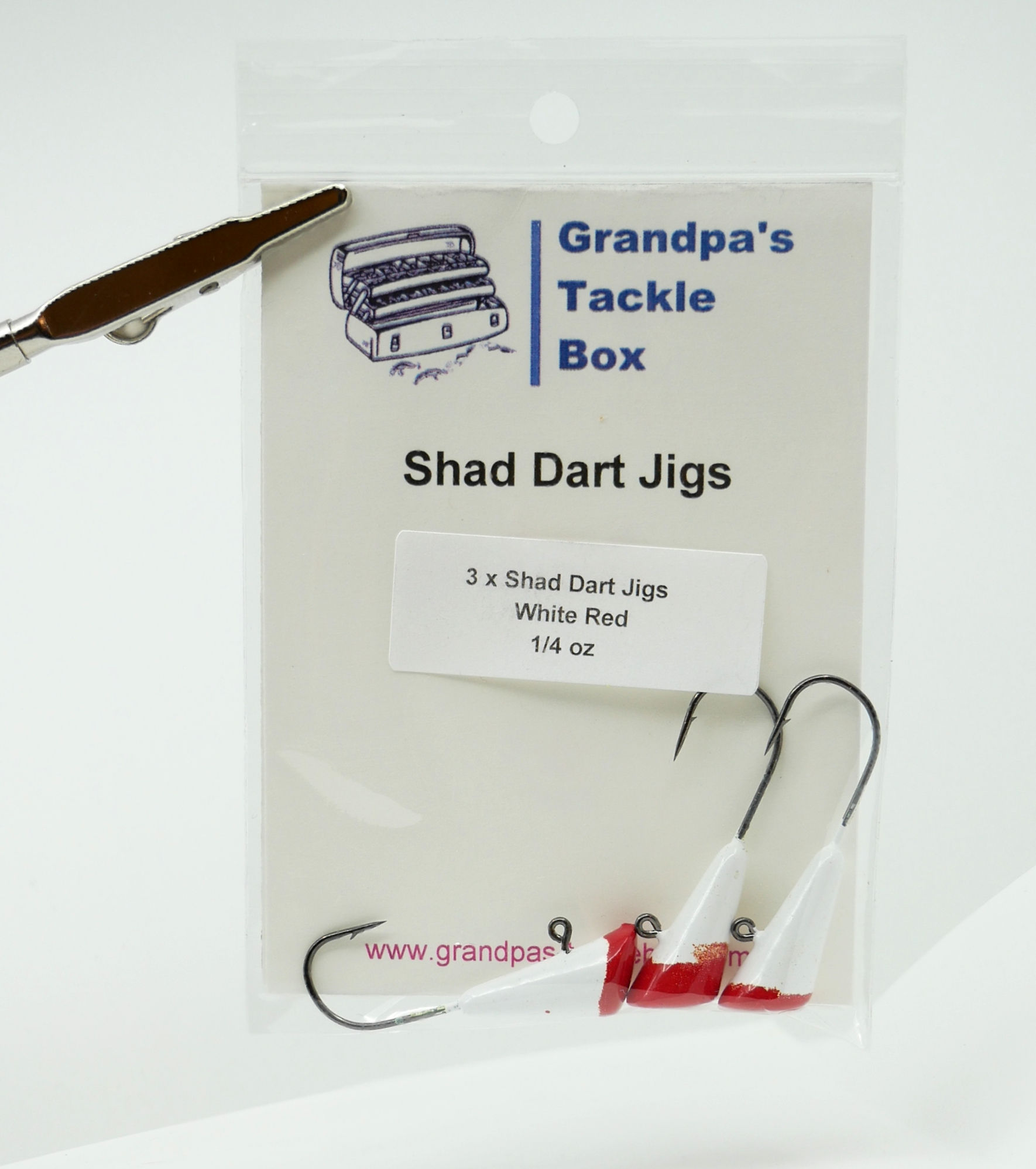 Red White - 1/4oz Shad Dart Jigs 3 Pack