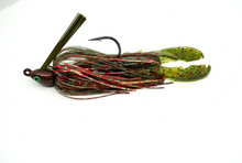 Watermelon and Red Chrome Skirted Weedless Casting Jig with Craw Trailer