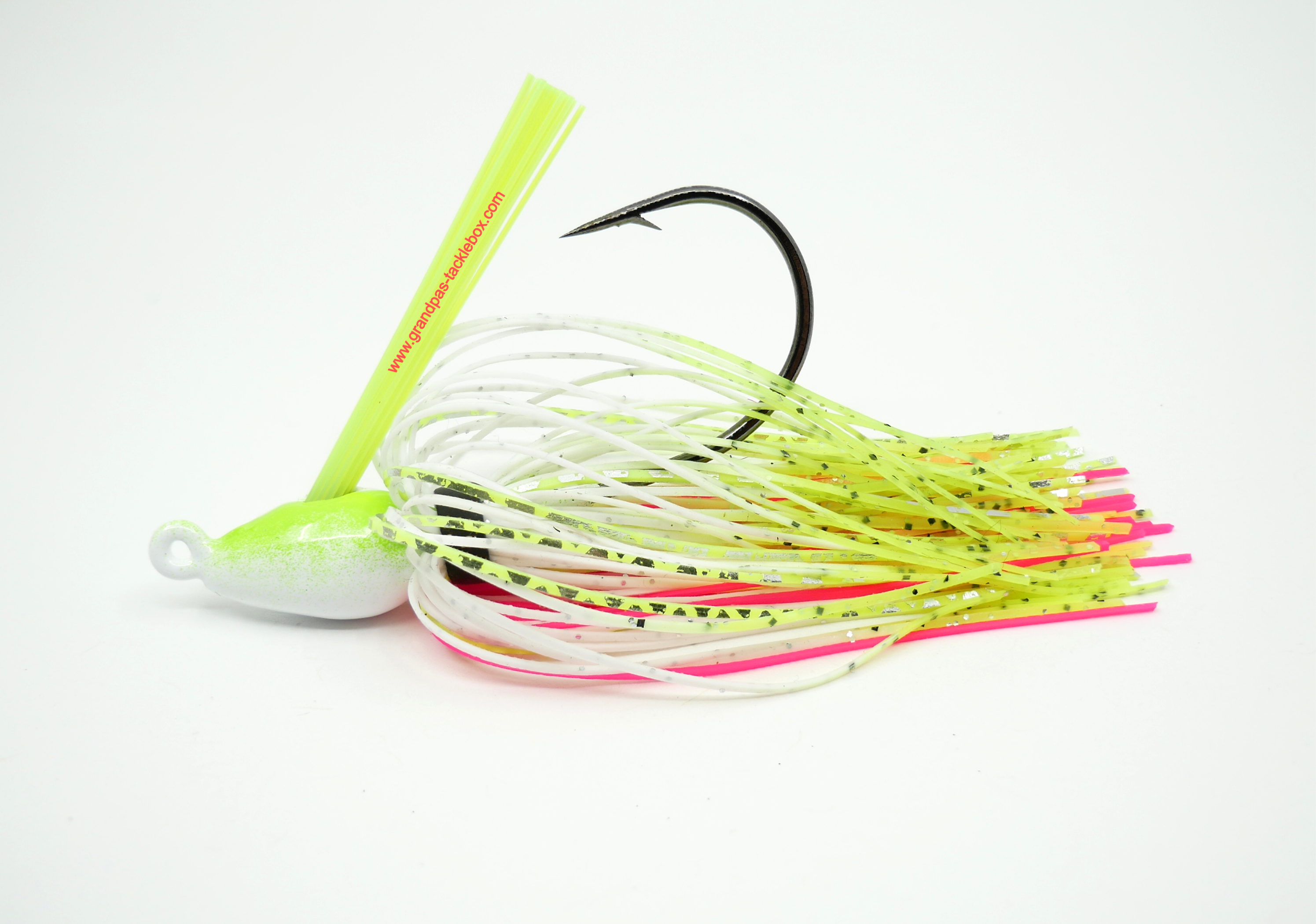 Side view of Pink Belly - Weedless Skirted Bullet Bass Swim Jig