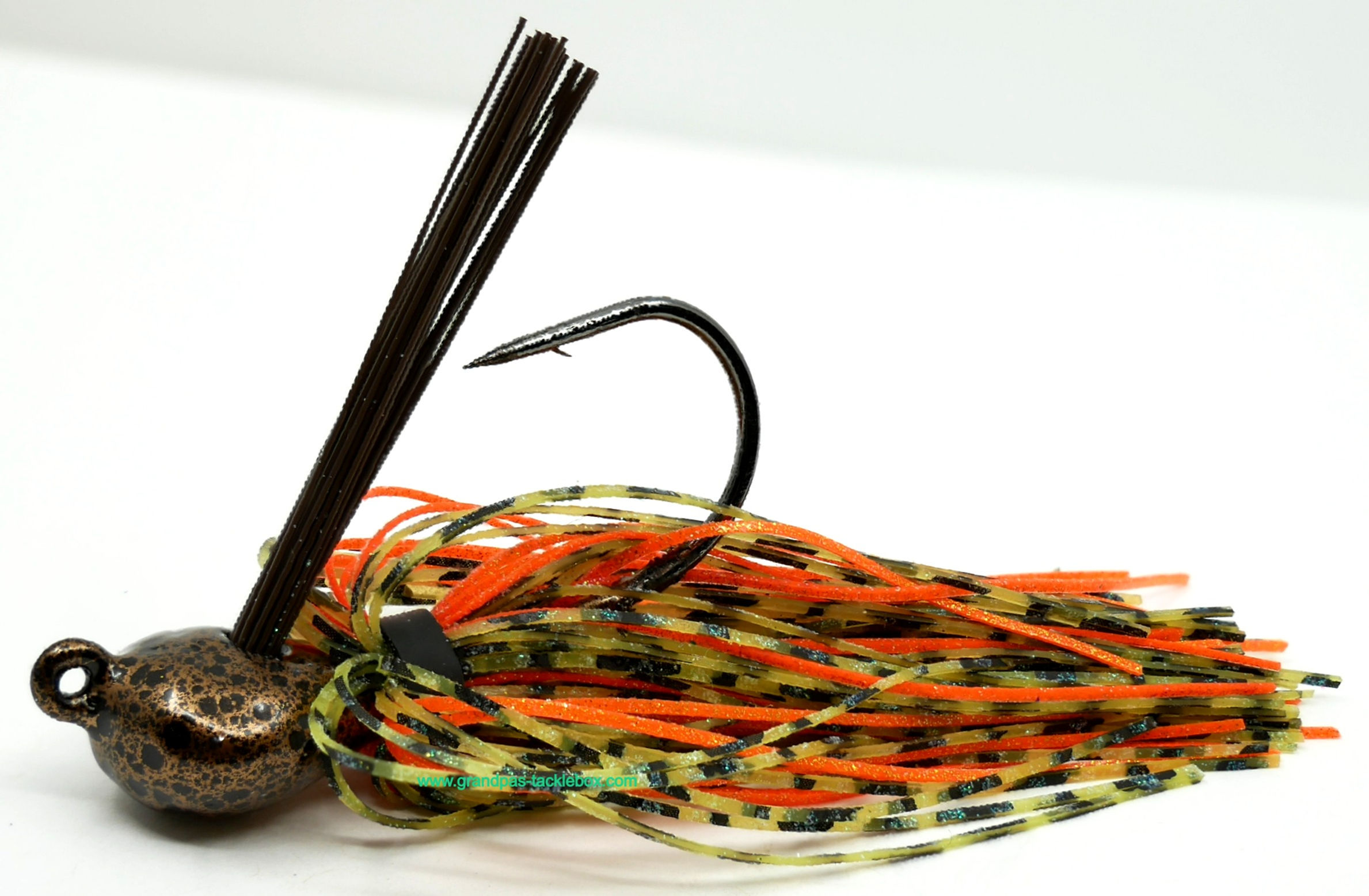 Side view of Peas and Carrots Skirted Weedless Sparkie Jig