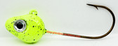 Chartreuse Pepper Minnow Head Jig with silver eyes and without Wire Keeper