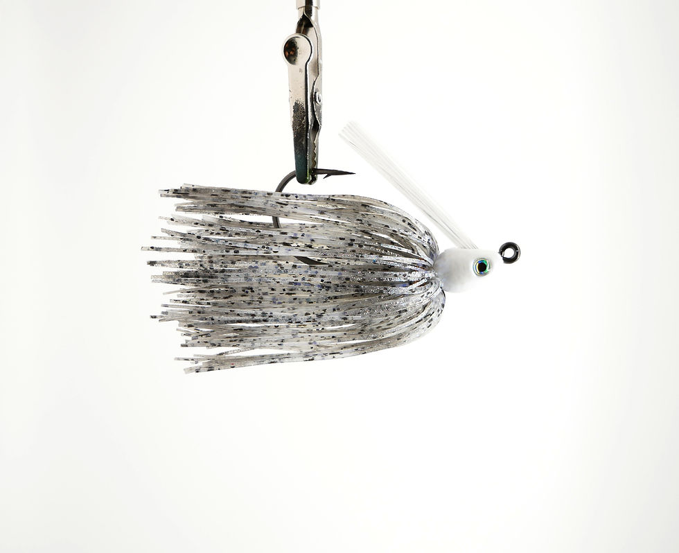 Side view of Blue Ghost Shad - Weedless Casting Jig