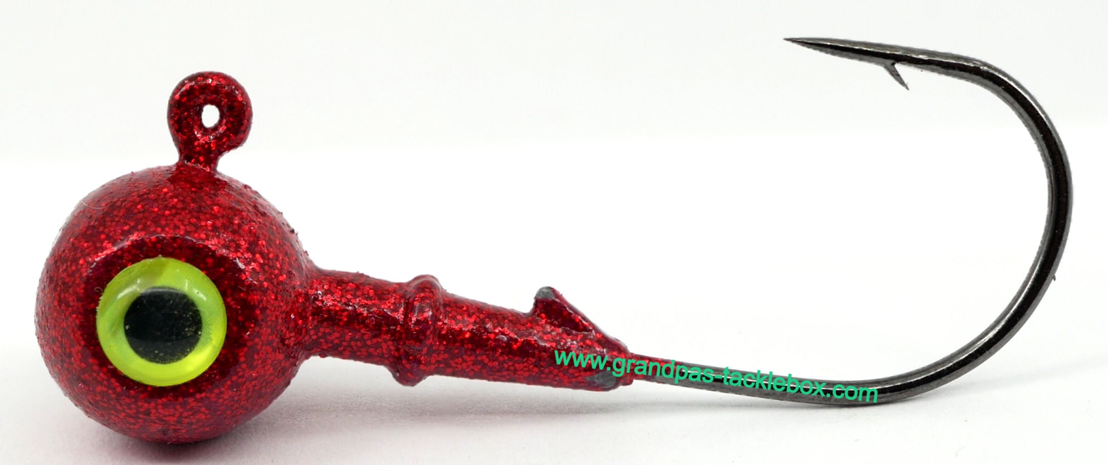 Disco Red with chartreuse green eyes - Round Eye Socket Jig