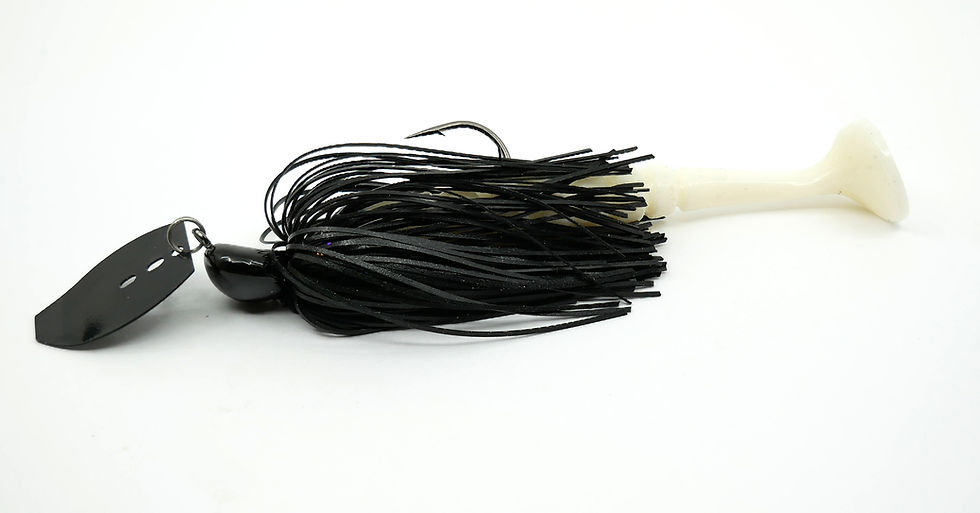 Black - Skirted Bladed Arky Jig with Paddle Tail
