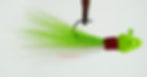 Side view of Chartreuse Over White - Minnow Head (Standard) Bucktail Jig