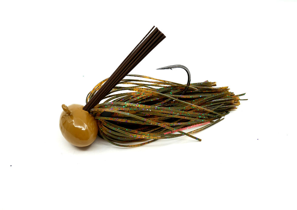 Side view of Pumpkin Candy Craw - Skirted Weedless Football Jig