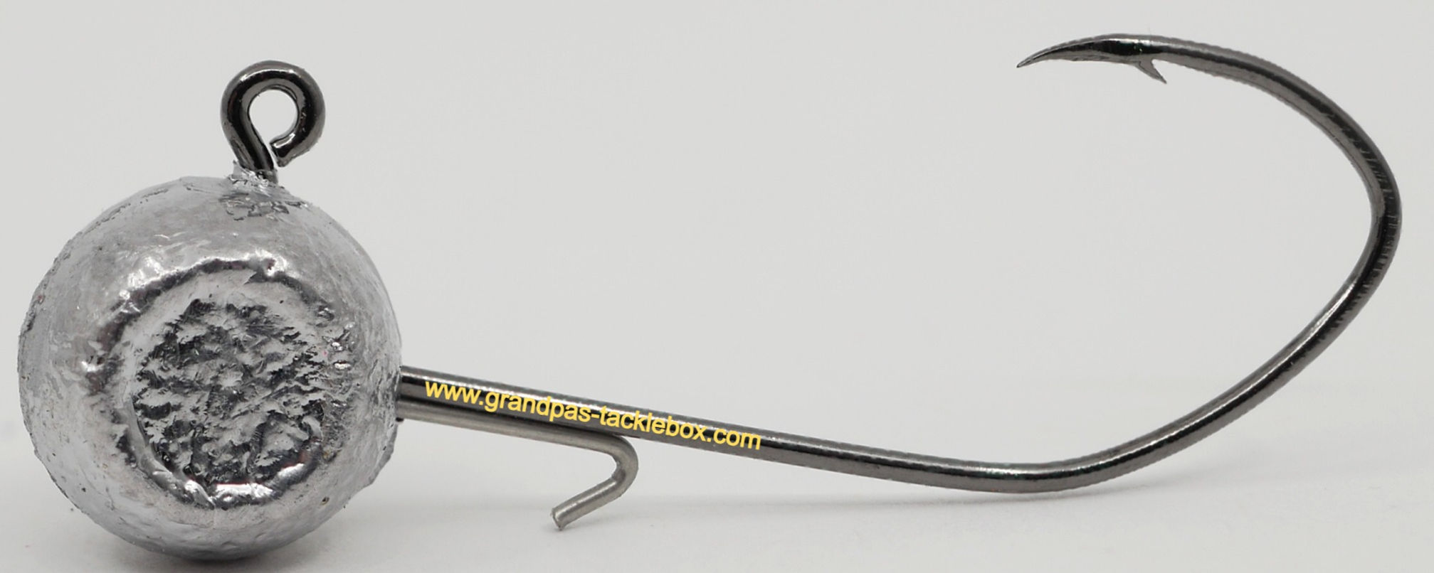 Side view of Bare Lead Freestyle Jig with Wire Keeper and Black Sickle Hook