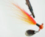 Side view of Disco Orange - Ball Head Underspin Bucktail Jig