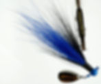 Side view of Disco Blue Black - Ball Head Underspin Bucktail Jig