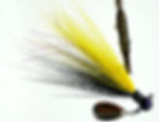 Side view of Disco Purple Yellow - Ball Head Underspin Bucktail Jig