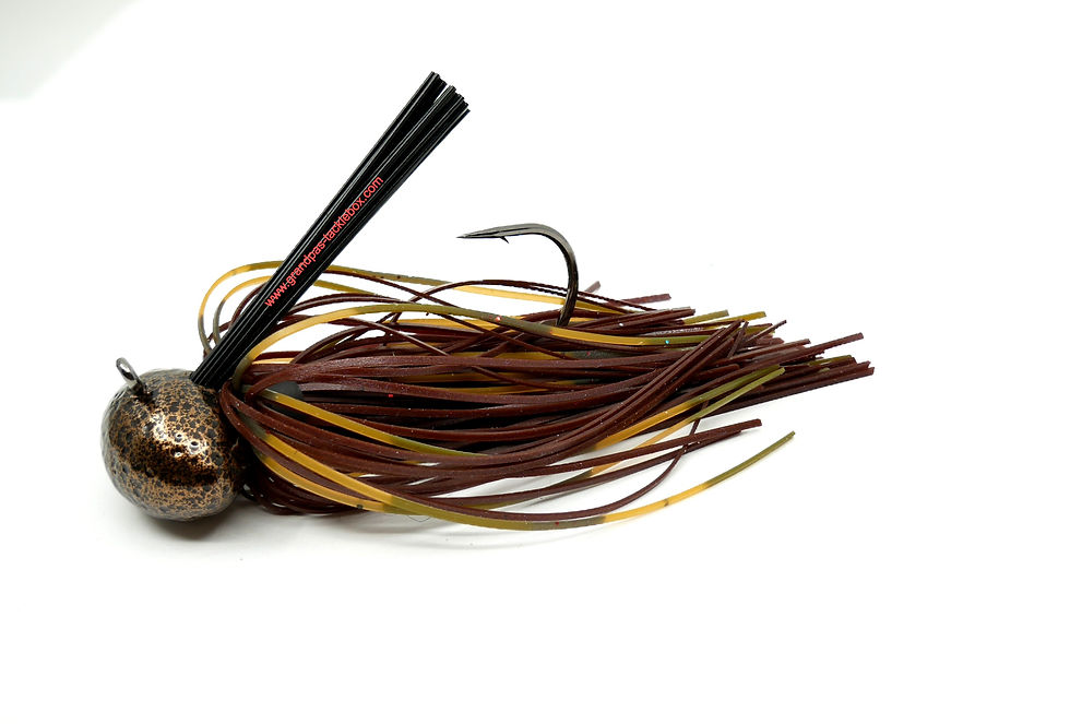 Side view of Brown Belly Craw - Skirted Weedless Football Jig