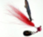 Side view of Disco Red - Ball Head Underspin Bucktail Jig