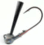 This is a bare lead weedless flat bottom football fishing jig. It has a black weed guard.
