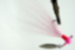 Side view of Light Pink Pearl - Ball Head Underspin Bucktail Jig