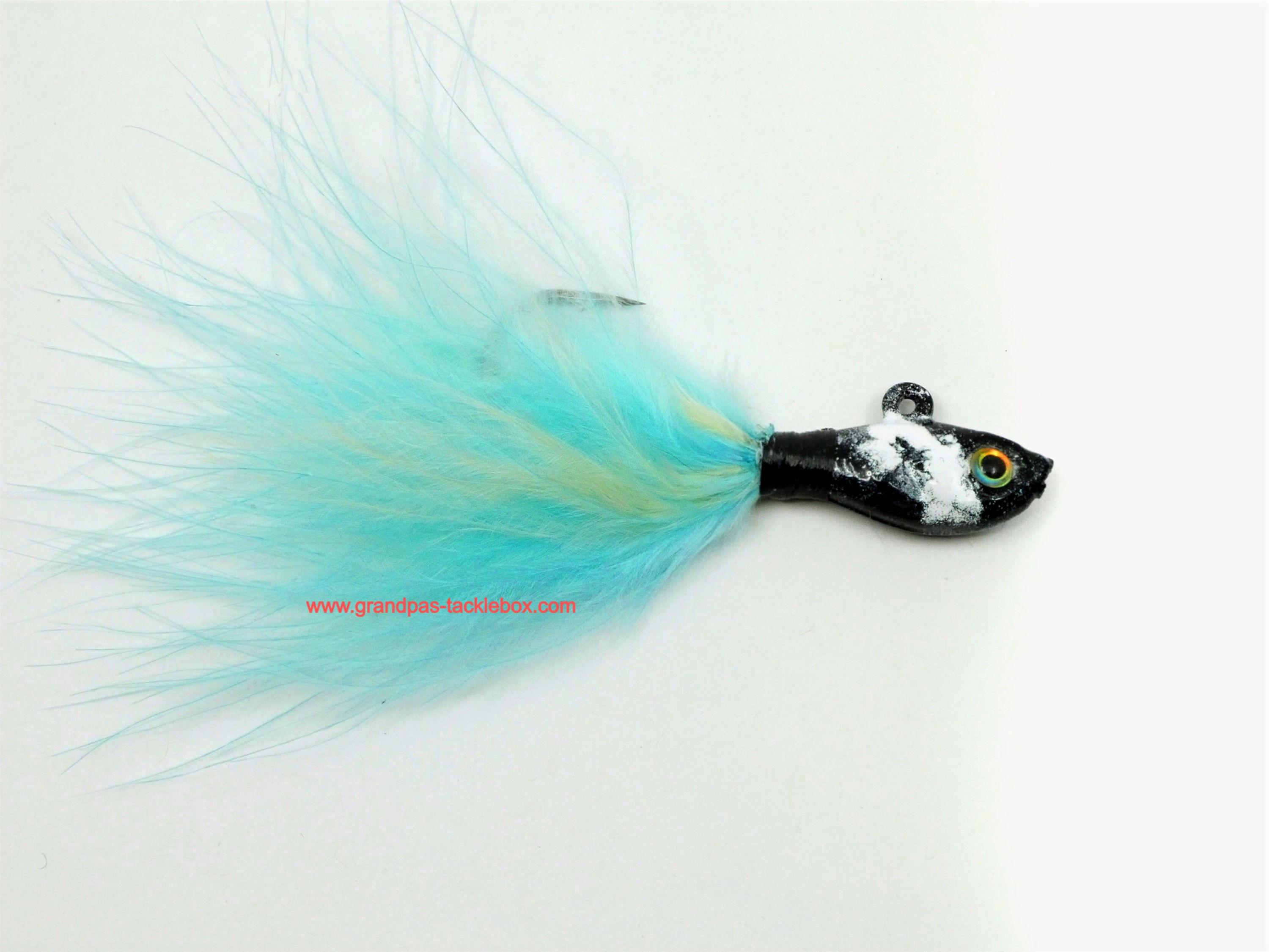 Ultra Minnow White Slash on Black Marabou Jig