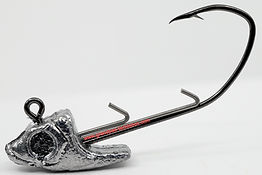 bare lead swimbait jig with sickle hook and wire form
