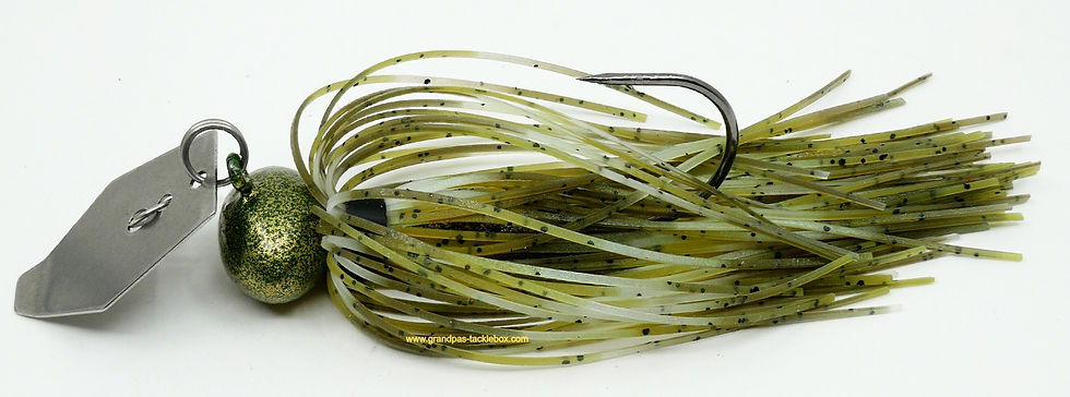 Side view of Baby Bass Skirted Bladed Football Jig