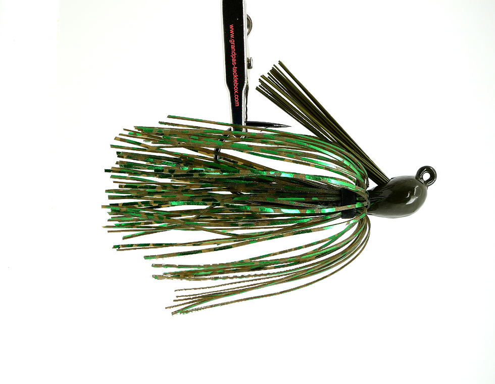 Thumbnail: Green Pumpkin Chrome - Skirted Weedless Sparkie Jig