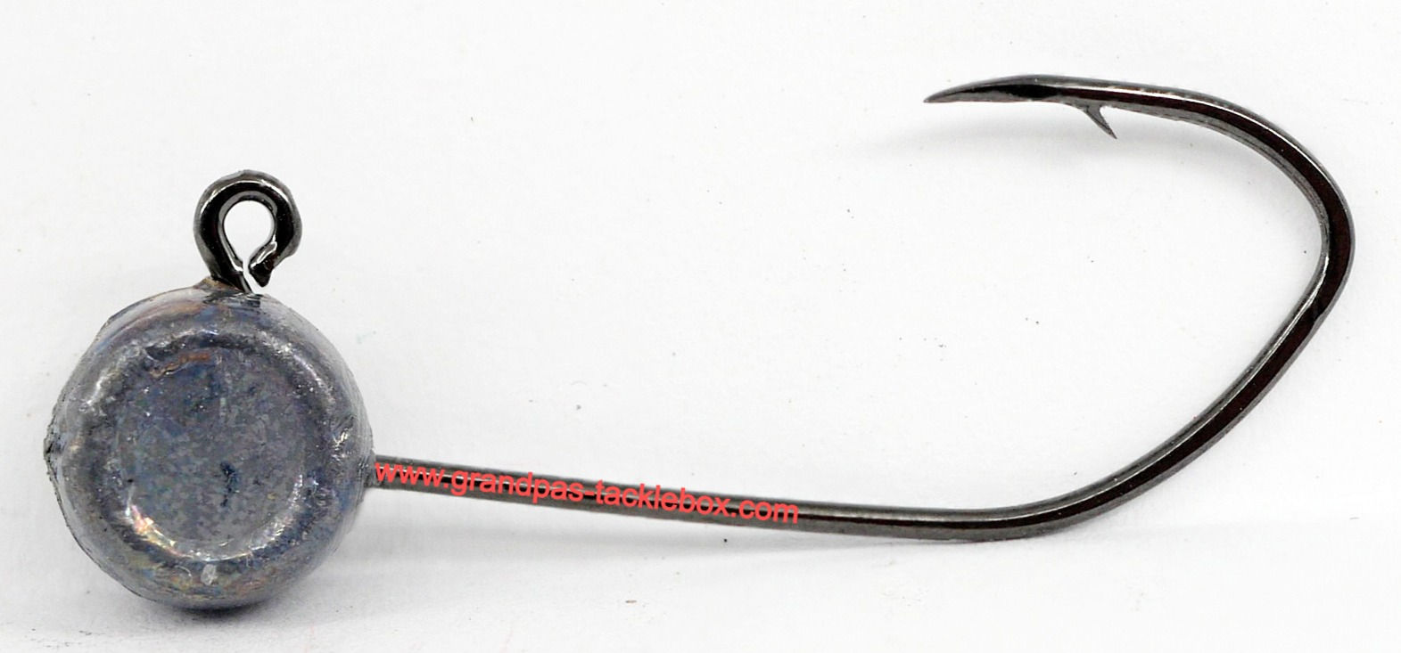 side view of Bare Lead Freestyle Jig with Deep Eyes, Sickle Hook and no Wire Keeper